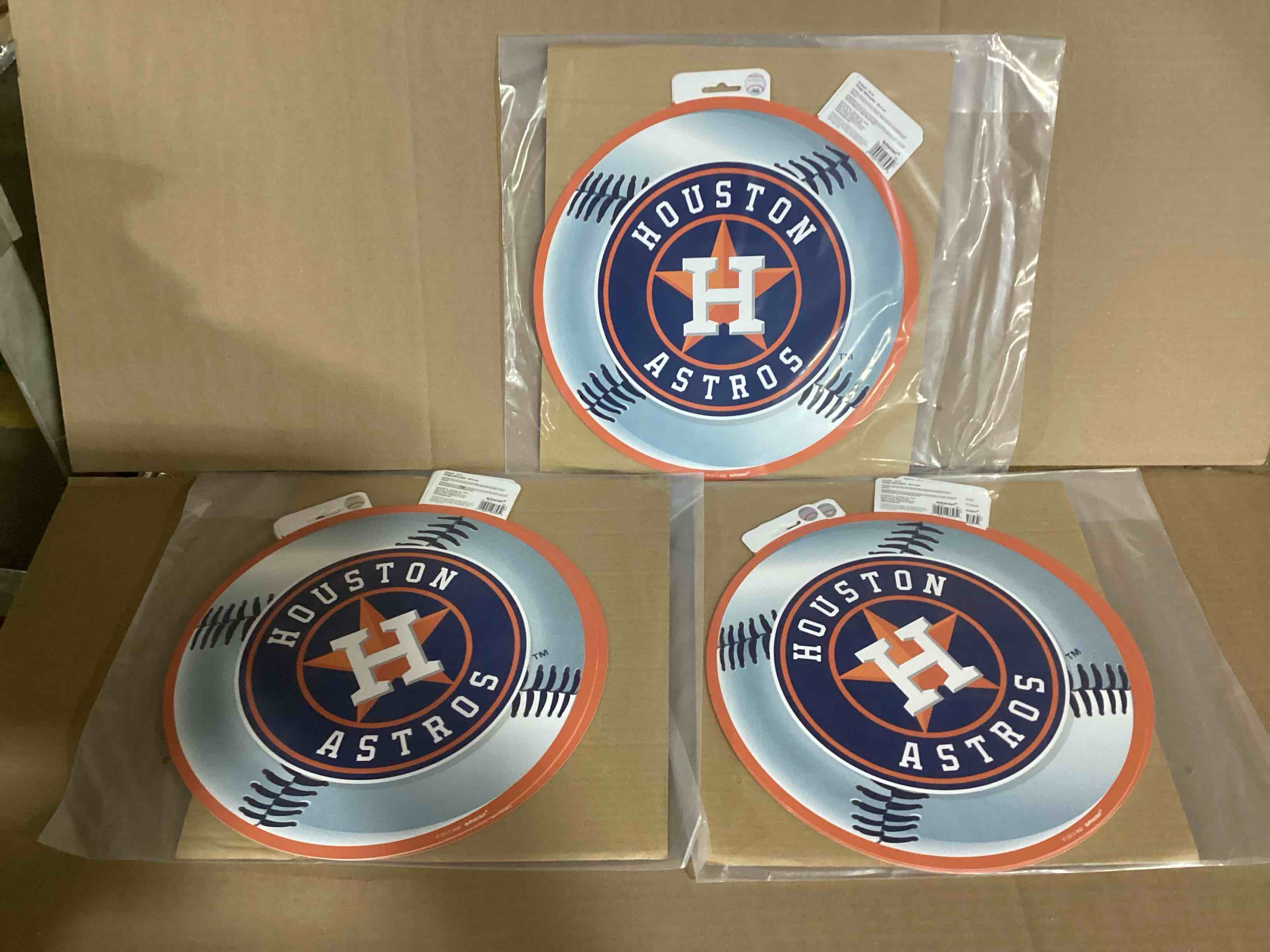 Pack of 3 (6ct) Licensed MLB Houston Astros Party Laminated Paper Cutouts Decoration 12 1 Ct