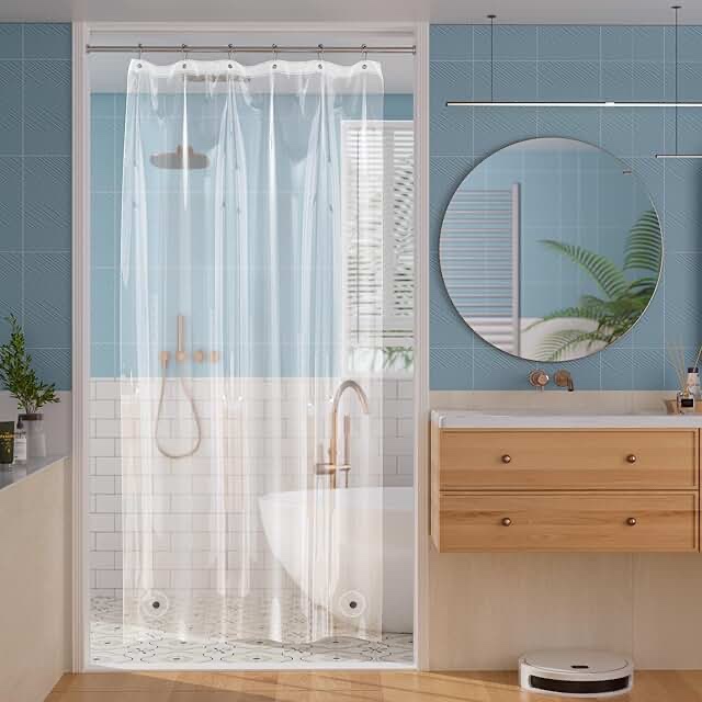 Stall Size Medium Weight PEVA Shower Liner Clear - Threshold™: 100% PEVA, Waterproof, Grommet Top Design