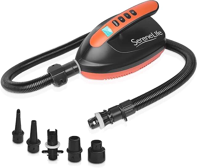 SereneLife Digital Electric Air Pump Compressor - 110W Rechargeable Quick Air Inflator w/ LCD