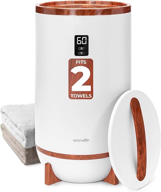 SereneLife Single Touch Towel and Blanket Warmer with Fragrant Disc Holder and LED Ring Red Cherry