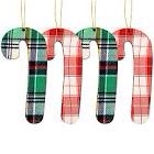 Martha Stewart Holiday Candy Cane Ornament Set, 5"H x 2-1/2"W x 1/4"D, Red/Green, Set Of 4 Ornaments