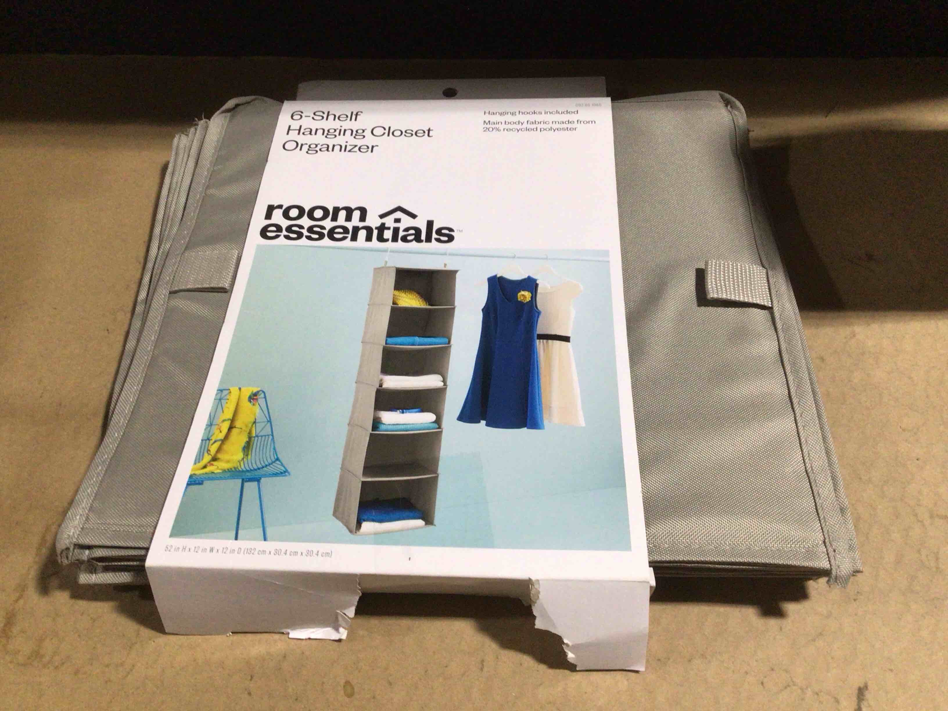 Condition photo showing As Is for 6 Shelf Hanging Closet Organizer Gray - Room Essentials™: Clothes & Garment Storage, Hanging Shelves, 40lb Capacity