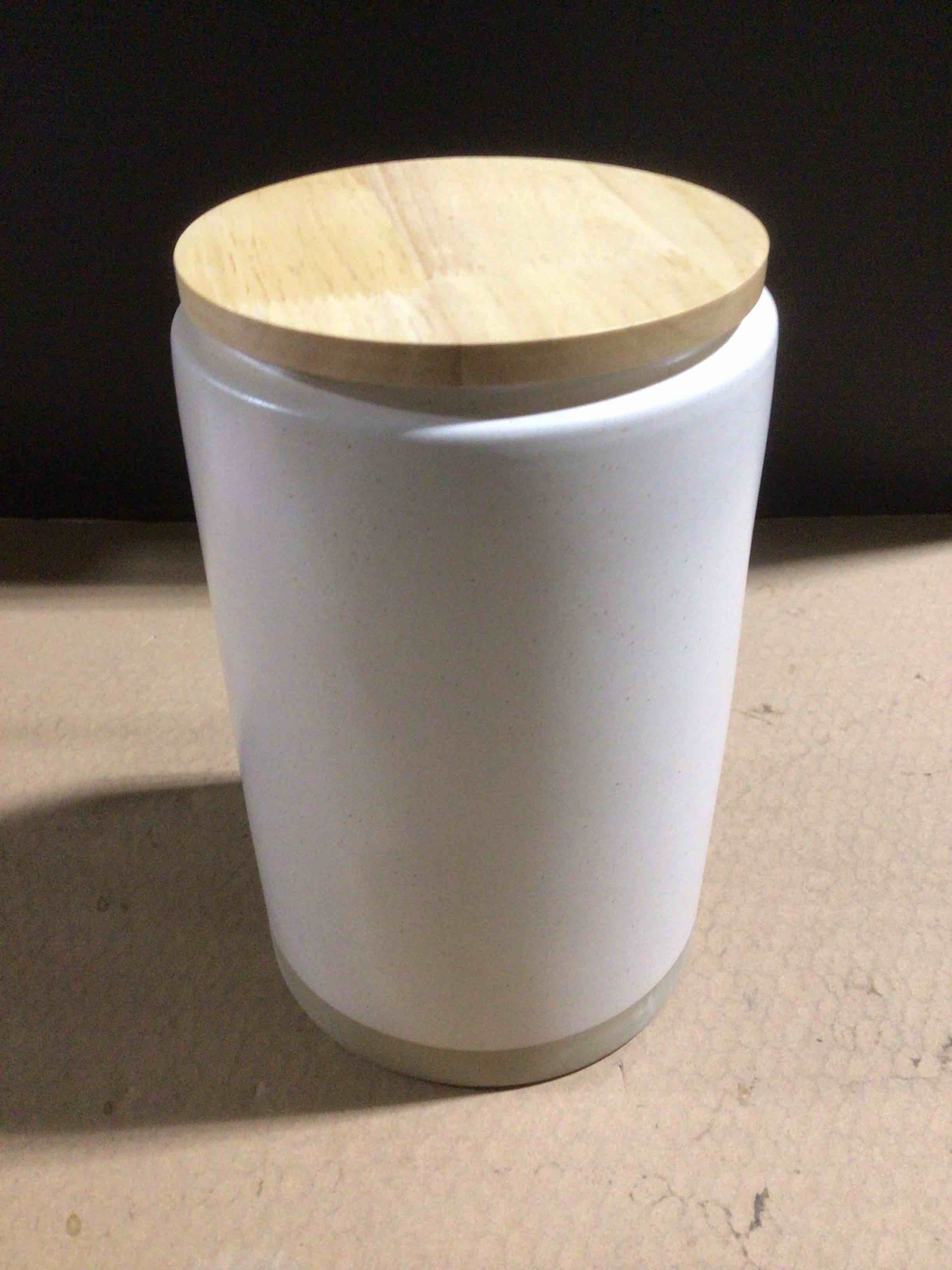 Threshold Stoneware Canister with Wood Lid, Cream 