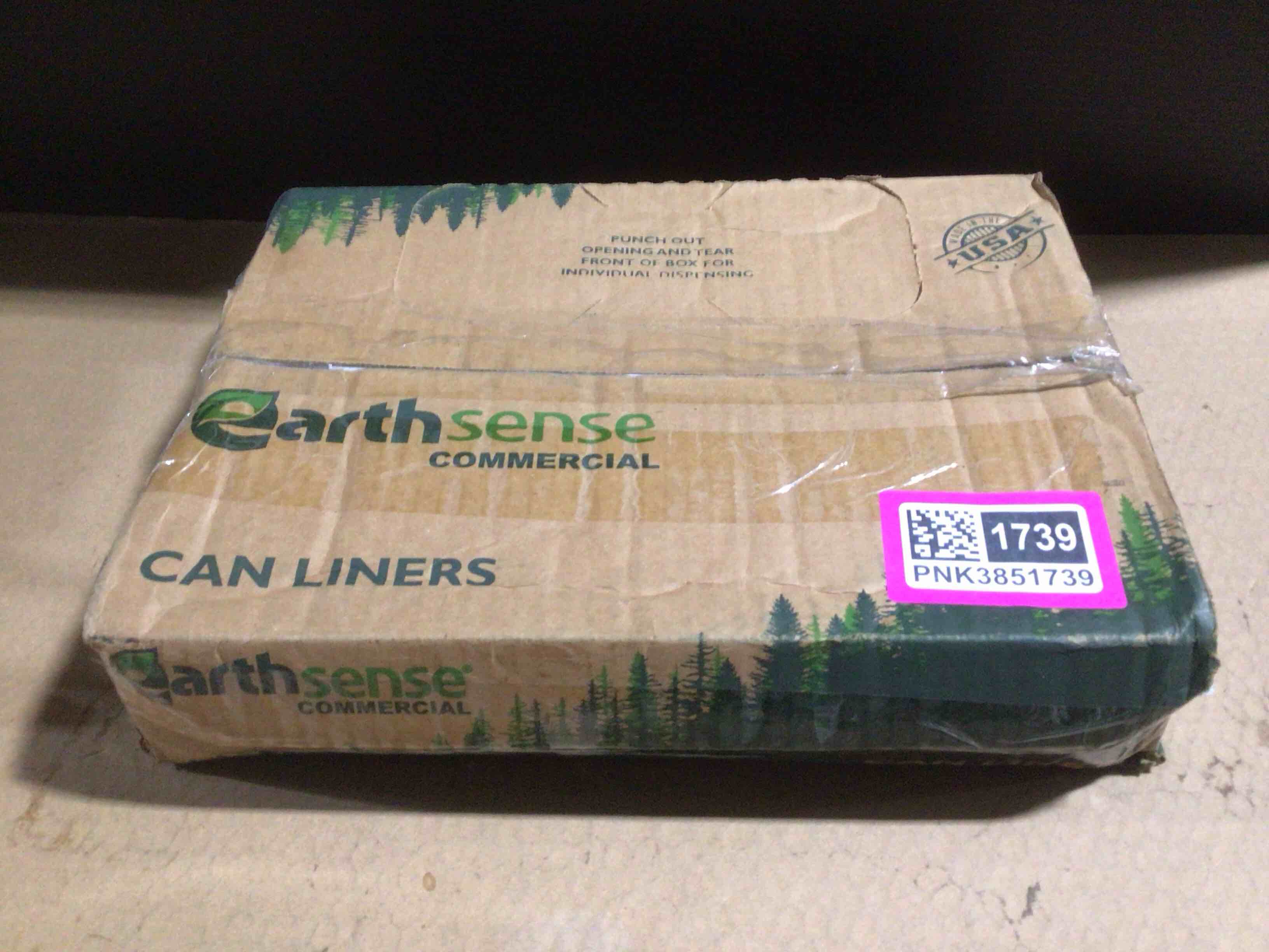 Condition photo showing As Is for Earthsense Commercial RNW4015C Can Liner, 33" x 39", 31-33 Gal, 1.25 mil Thickness, Low Density Polyethylene, Clear (Case of 100)
