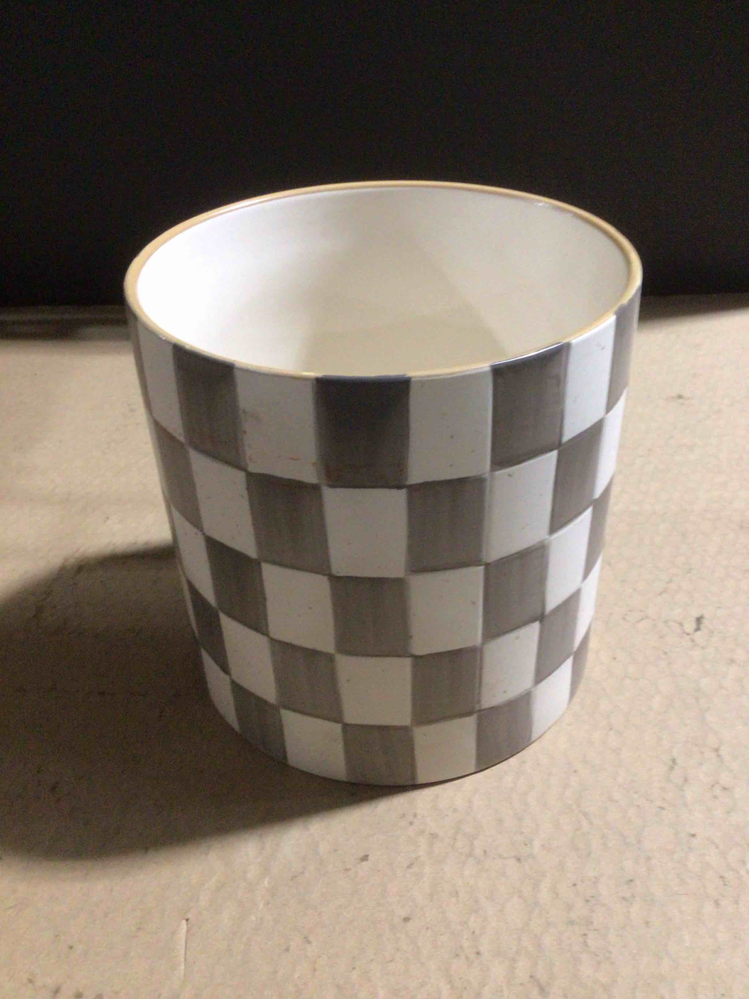 Condition photo showing Good Condition for Checker Stoneware Indoor Outdoor Planter Pot Brown 8"x8" - Threshold™: Traditional Style, Freestanding Flower Container with Drainage