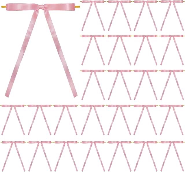 meseey 30pcs bows with twist tie dusty rose