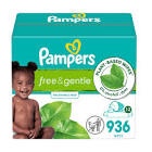 pampers free & gentle baby wipes - 936ct