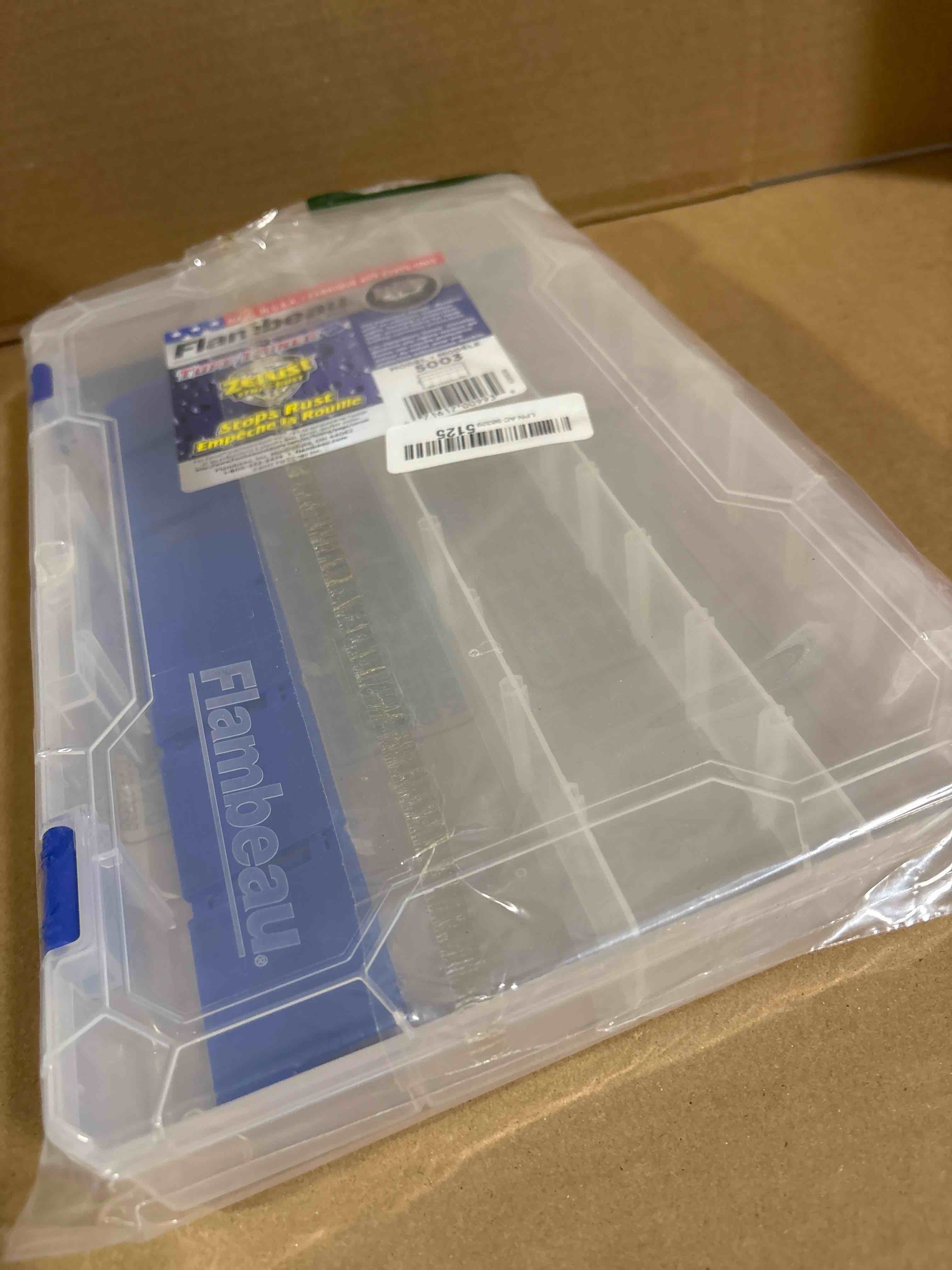 Condition photo showing New/Like New for Flambeau Outdoors 5003 Fishing - Includes 15 Dividers, 25 Compartments, Clear Fishing Lure Organizer, Tuff Tainer with Zerust Anti-Rust Dividers - 14.25" x 9.12" x 2" 5003 Tuff Tainer (14.25") 15 Dividers, 25 Compartments