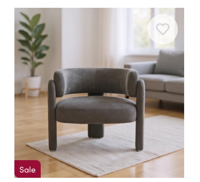 33" Wide Accent Chair with Curved Backrest and 3-Leg Modern Base Accent Chair with Curved Backrest and 3-Leg Modern Base