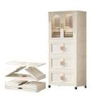 25.59-inch Side Wide Folding Wardrobe, measuring 25.59"×15.75"×57.09", equipped with a Magnetic Door and a Plastic Storage