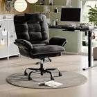 Bestier Velvet Seat High-Back Ergonomic Office Chair in Black with Adjustable Padded Arms, Swivel Chair with Padded Headrest