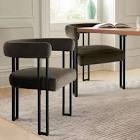 Mink Velvet Upholstered Armchair (Set of 2), missing hardware 