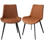 32.4"h modern upholstered dining chairs, faux leather back set of 2