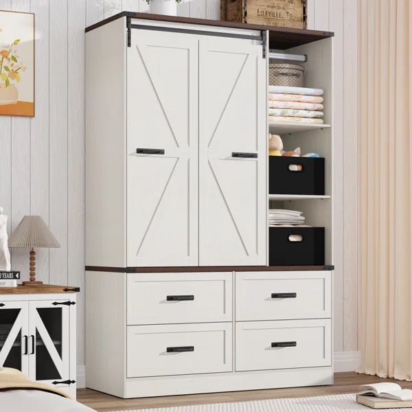 00''h armoire wardrobe with sensor light, drawers (box 1/2)