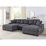ashira wide reversible modular corner sectional with ottoman(incomplete only laf and raf arm)