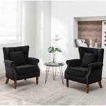 Eddy 29'' Wide Upholstered Wingback Chair 1 piece Black