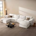 141.7" Wide Cloud Couch, U-Shaped Comfy Sectional Sofa(Incomplete)