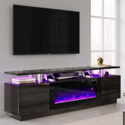 High 70" Gloss TV Stand Black(Not Fireplace)