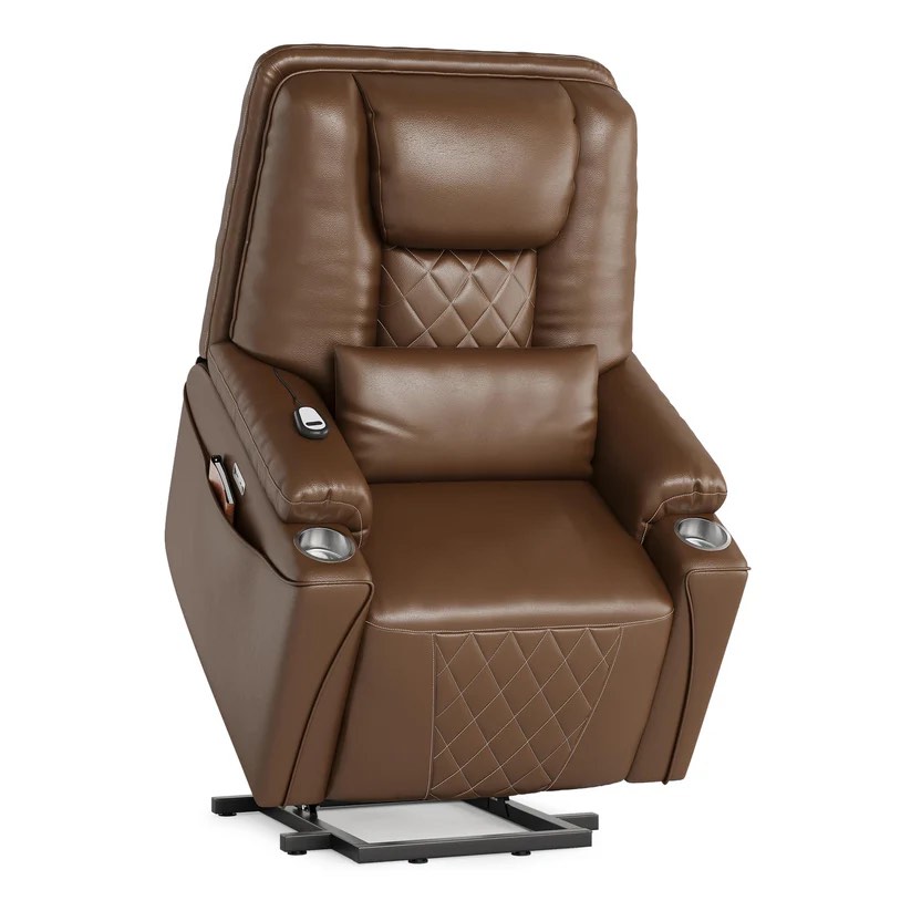 (incomplete 1 box of two only )Garvee Electric Power Lift Recliner Chair Sofa, Power Lift Chair for Seniors, 3 Adjustable Positions, Side Pockets and Cup Holders, USB Charging Ports, Remote Control, Perfect for Living Room, Brown