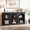 Benjamin 63 in. Long Black Rectangle MDF Console Table with Storage, Modern Entryway Table Sofa Table Behind Couch