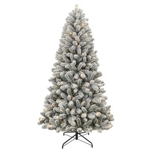 Holiday Time 6.5' Pre-Lit Green Flocked Frisco Pine Artificial Christmas Tree