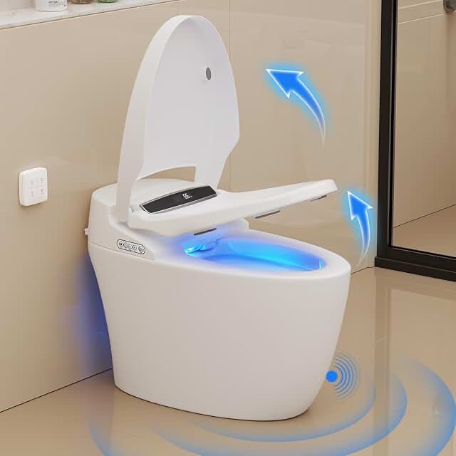 Smart Toilet with Heated Seat and Night Light, Tankless Toilets for Bathroom, Modern One Piece Toilet Standard Comfort Height Toilet