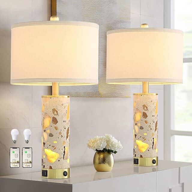22.57 decorative translucent stone table lamps set of 2