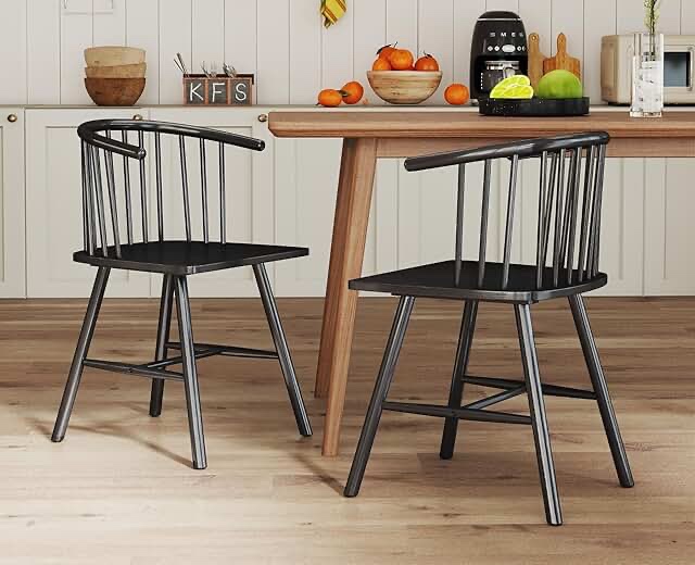 alvie 17" wide modern farmhouse windsor back solid wood dinning chairs, set of 2