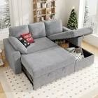 (incomplete one box of two only) nahomi home perry modern sectional sofa with storage chaise 08607-003, gray-