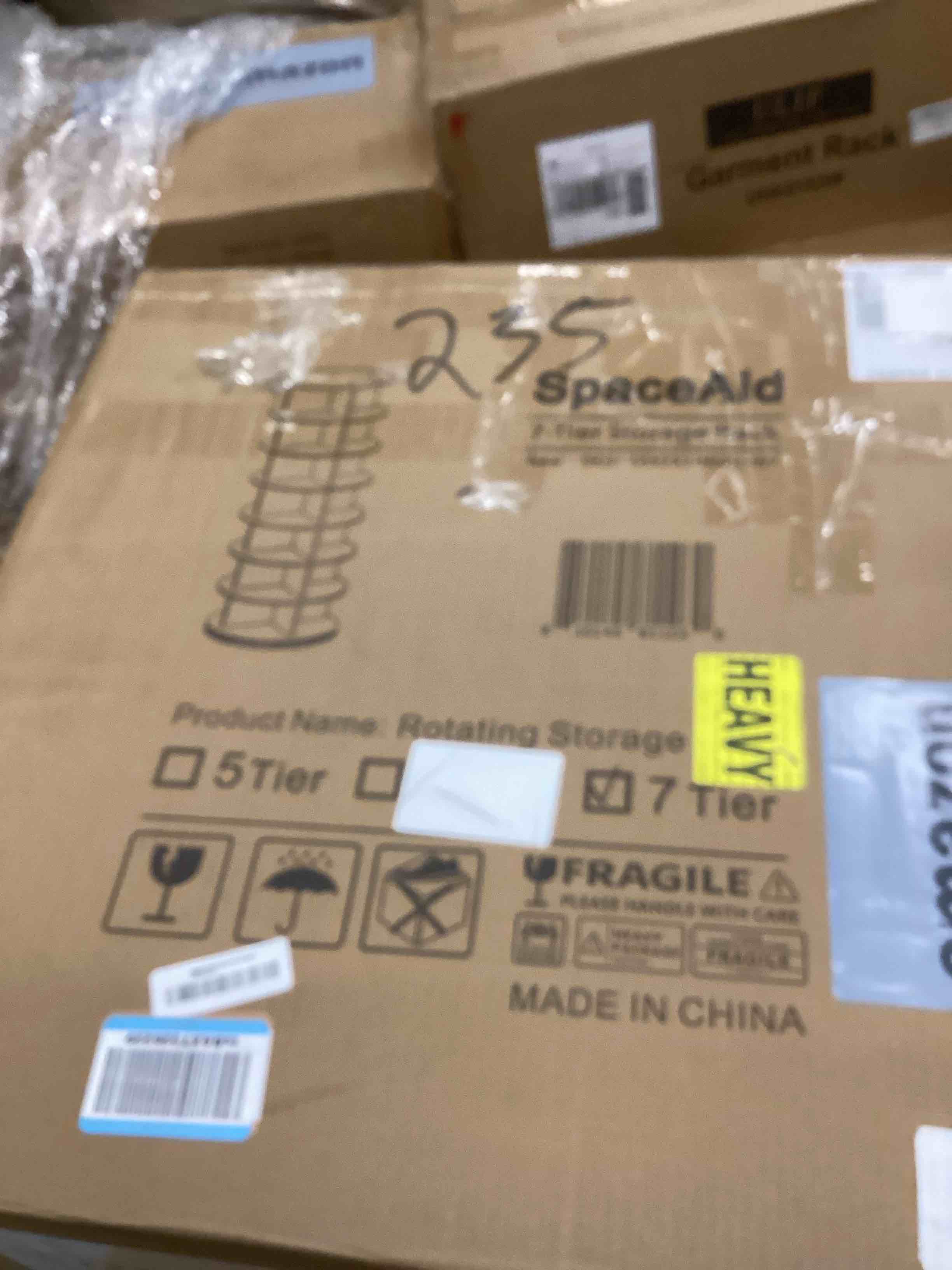 Condition photo showing Good Condition for SpaceAid 7 Tier Rotating Shoe Rack Tower, Spinning Shoe Display Lazy Susan, Revolving 360 Shoe Rack Storage Round Carousel, Vertical Handbag Rotate Shoes Closet Organization (7-Tier White) 7 Tier (23.2"W x 63"H) White