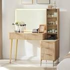 Zadia 48" Makeup Vanity with 36" Lighted Mirror, natural oak