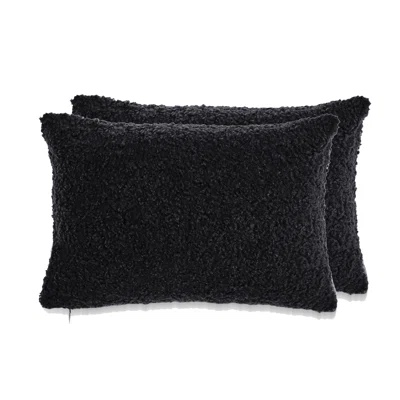 FRENCH BOUCLE Pillow Cover (Set of 2) Black feather 16”*12”