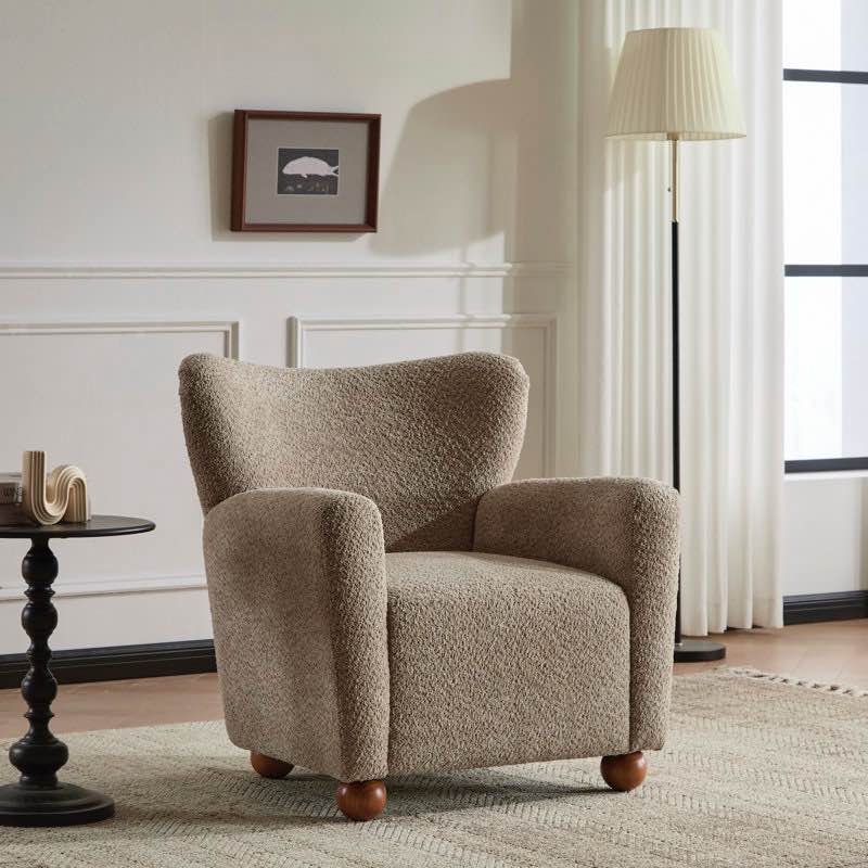 alonzo upholstered club chair with round wooden legs