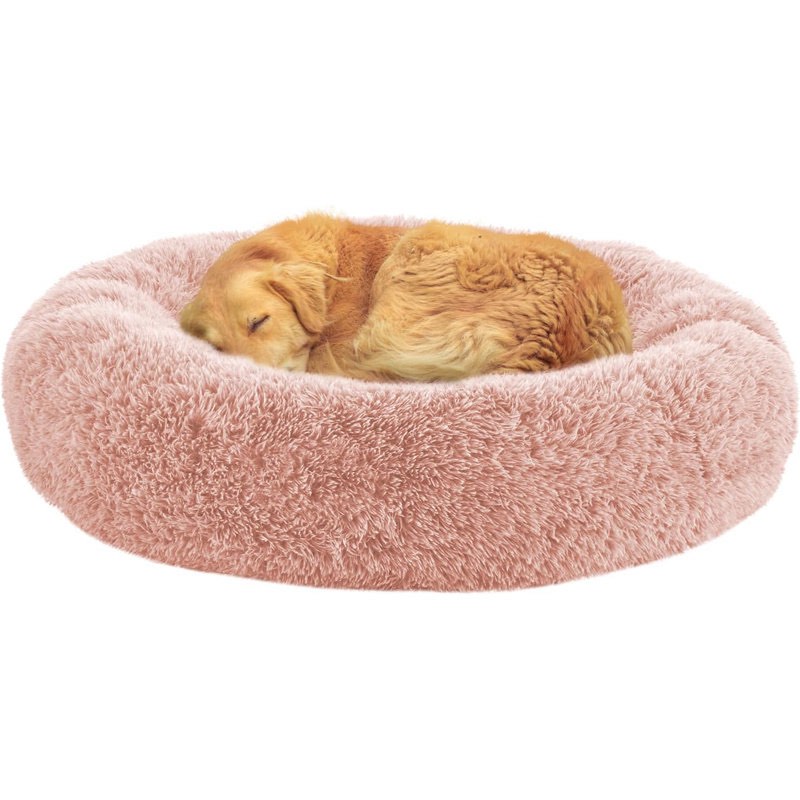 calming dog bed for home, anti-anxiety round donut cuddle pet beds, dog beds with plush faux fur,washable,warm dog bed