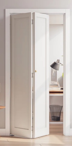 Double Paneled Manufactured Wood Primed Bi-Fold Door With Hardware Kit 48" x 80"