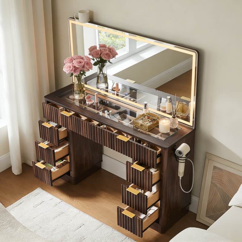48-inch vanity with led lighted mirror and 8 drawers (incomplete) 