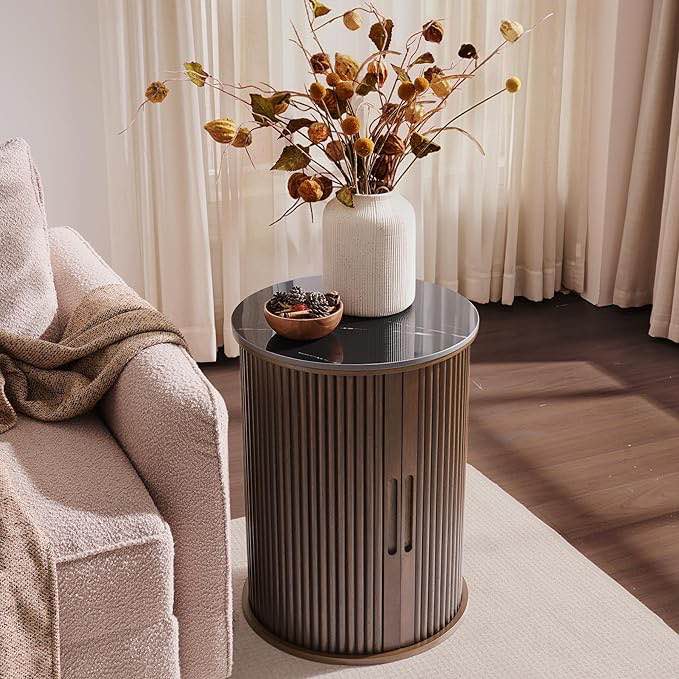 round end table with charging station