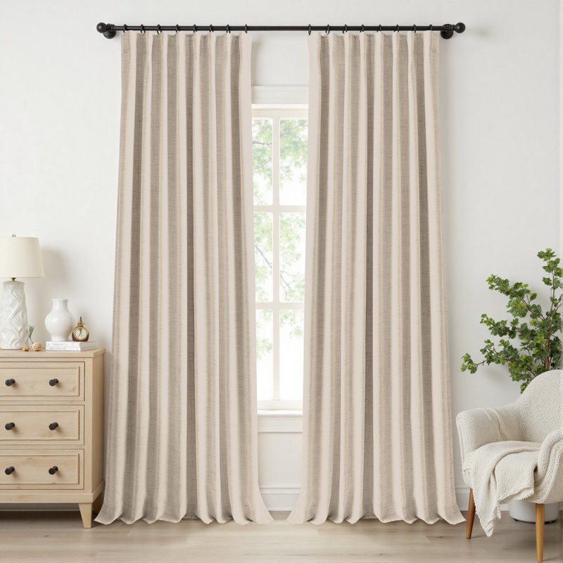 birglinde Faux Linen Textured Thermal 100% Blackout Curtains