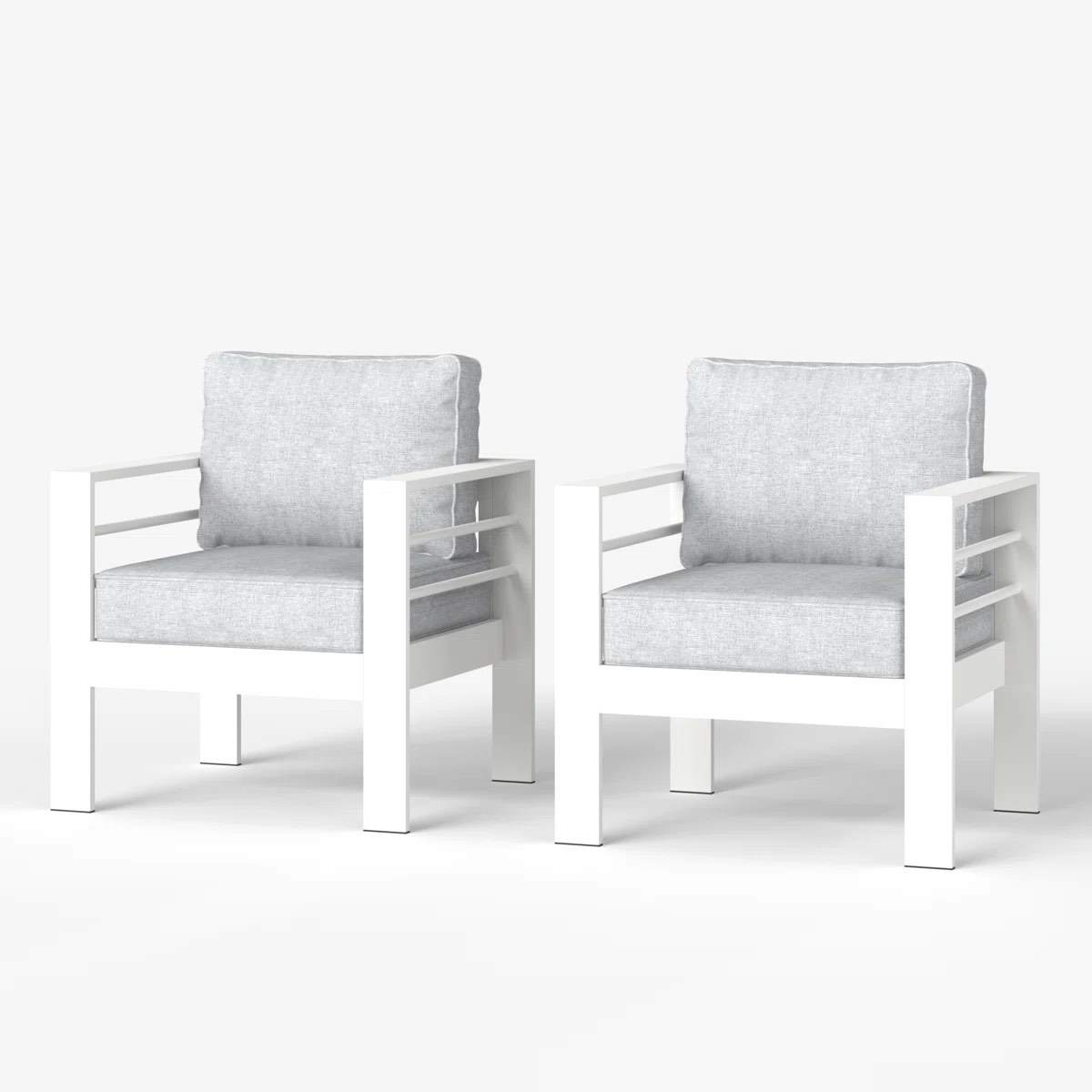 alturas standalone product patio chair with cushions white/gray  (set of 2)