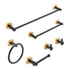 6-piece wall mounted thicken space aluminum bath hardware set in black and gold