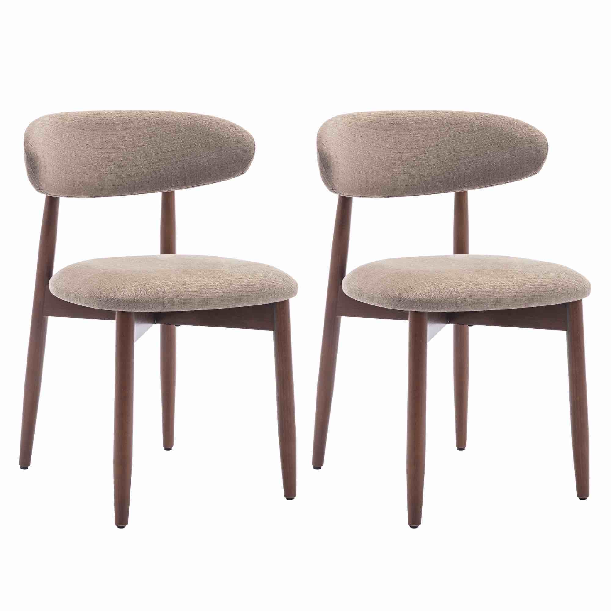 upholstered dining chairs (set of 2) — modern wooden side chairs with foot pegs for kitchen & dining,camel