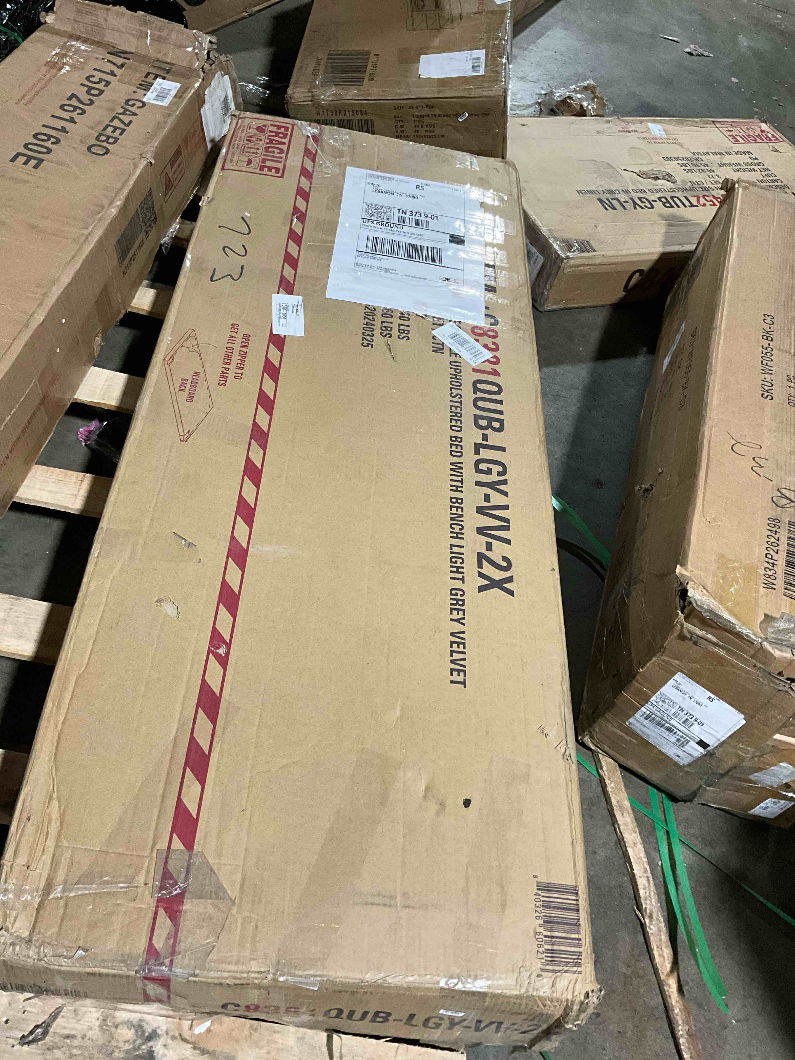 Condition photo showing Good Condition for Costway - Twin Size Bed Frame with LED Light & Power Outlet Bookcase Headboard Drawers - Gray