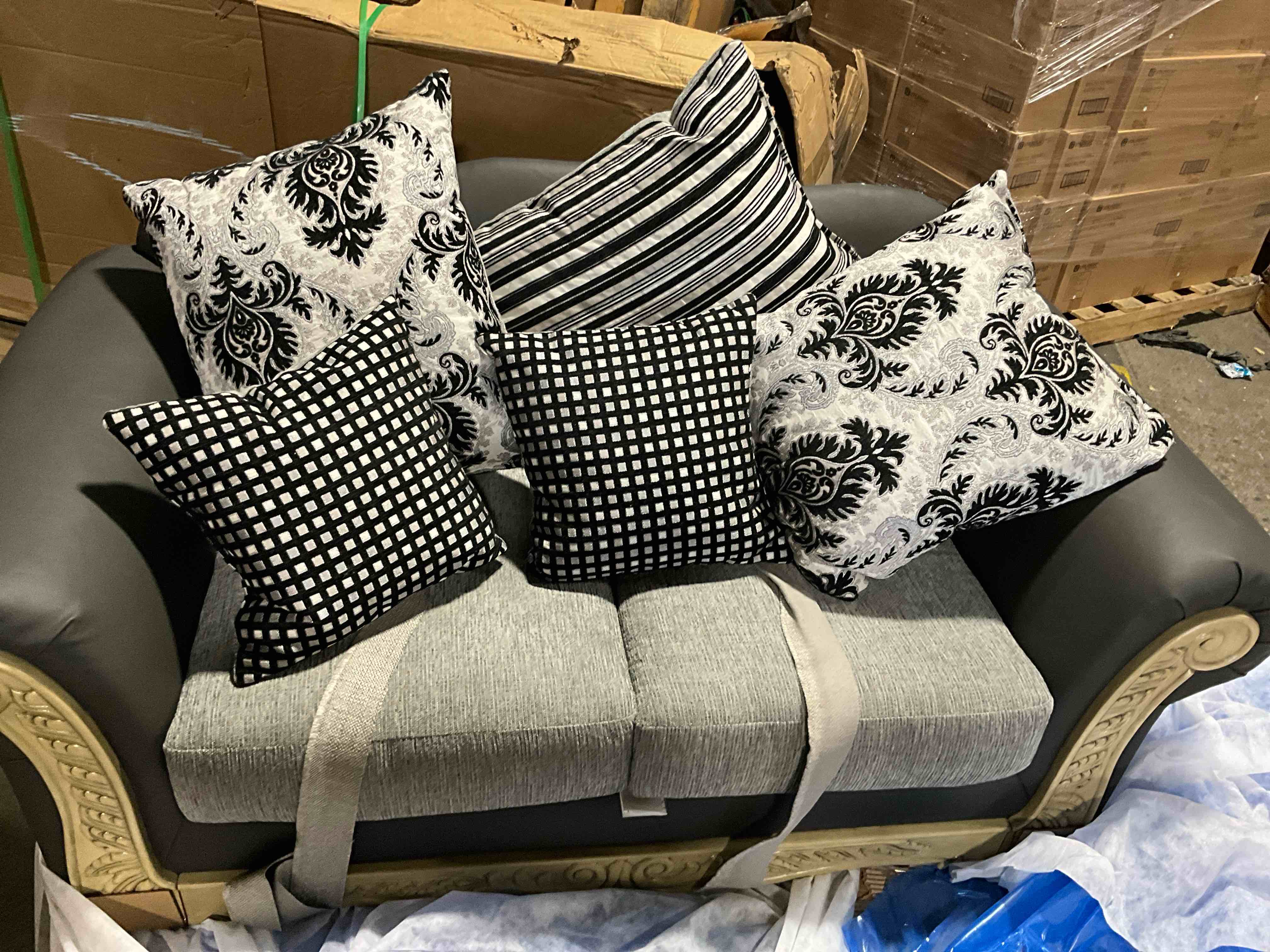 Neo Living Cecilia Ornate Carved Wood Sofa