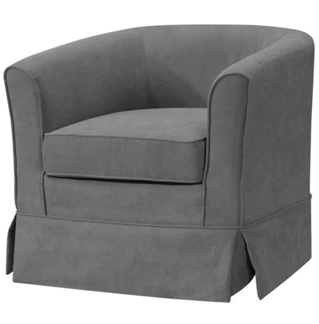 Lilola Home Tucker Gray Woven Fabric Swivel Barrel Chair