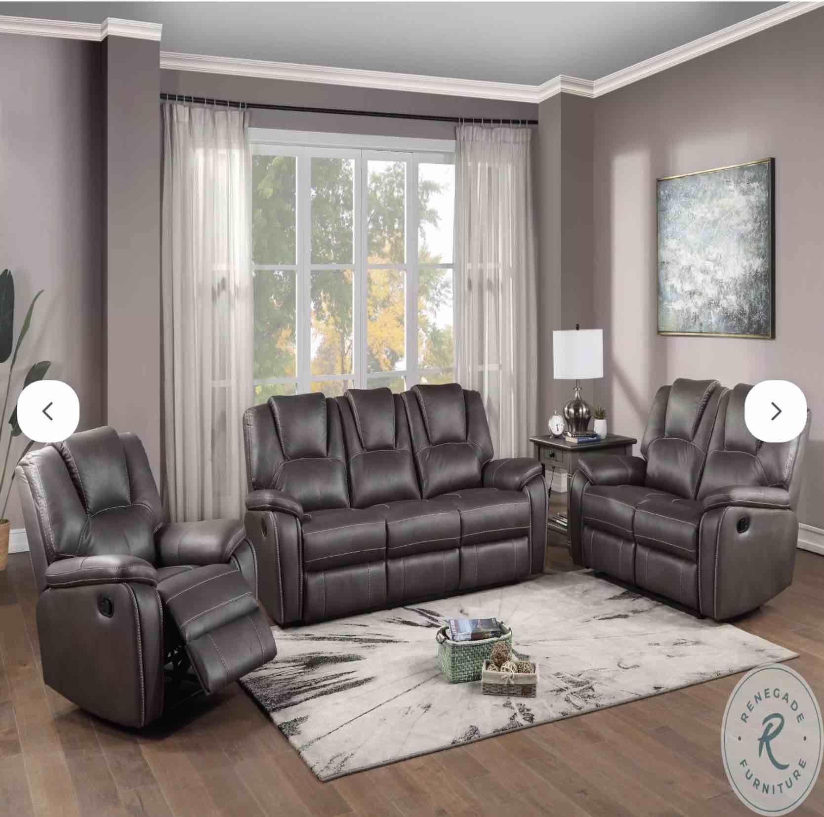 Katrine Charcoal Manual Reclining Living Room Set