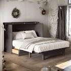 (incomplete) Queen Size Murphy Beds with Charging Station and A Storage Drawer, Wood Cabinet Bed Frame, Pulley Structure Wall Bed with Outlet & USB Ports for Home Office Studio, Gray