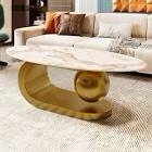 (incomplete) Oval Coffee Table with Contemporary, gold