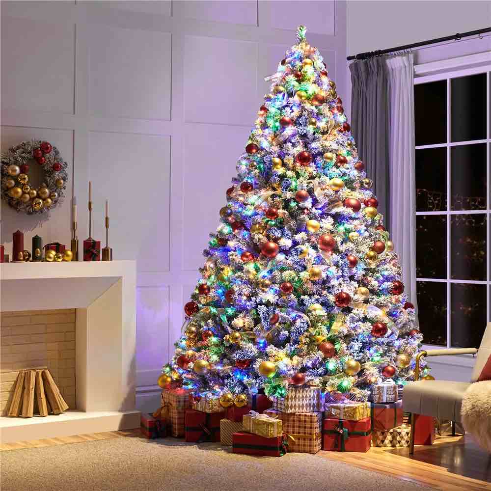 (incomplete, box 2 of 2). jaleana easy set-up lighted artificial spruce christmas tree - stand included, 9ft 
