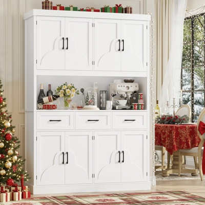 75.7" large wood kitchen pantry cabinet by lark manor™