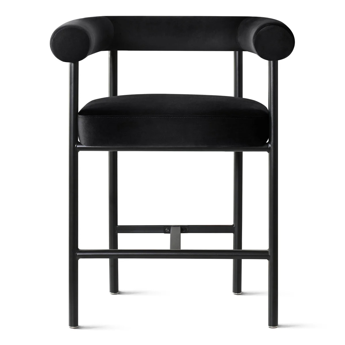 new york 24" velvet counter stool with arms color black.